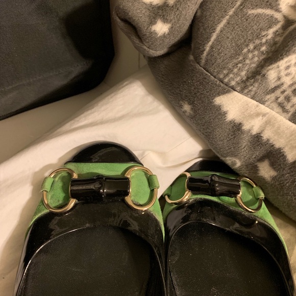 Gucci green and patten leather, bamboo flats - Picture 3 of 5